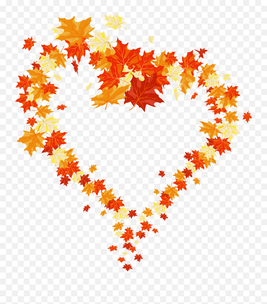 Leaves Heart Border Png - Fall Leaf Heart Clipart Emoji,Emoji Border