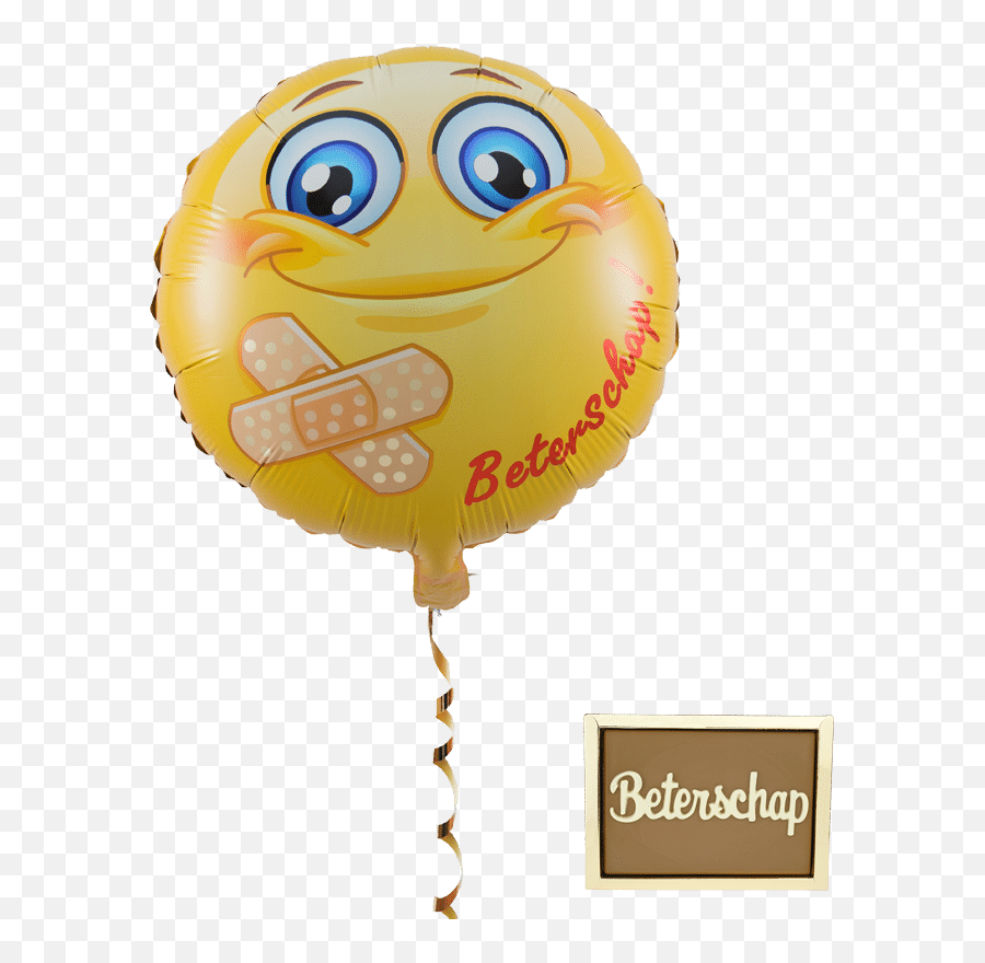 Ballon Smiley Pleister Met Beterschap Chocolade - Beterschap Smiley Emoji,Emoticon Gifts