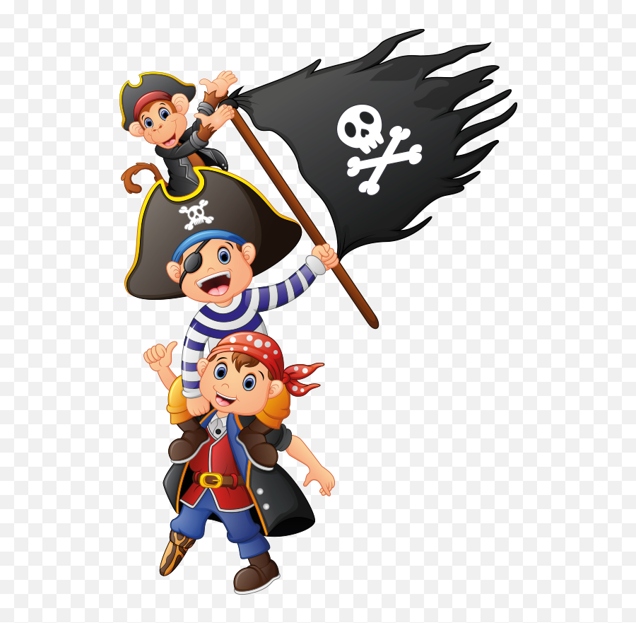 Assault Kids Pirate With Monkey Sticker - Two Pirates Cartoon Emoji,Pirate Flag Emoji