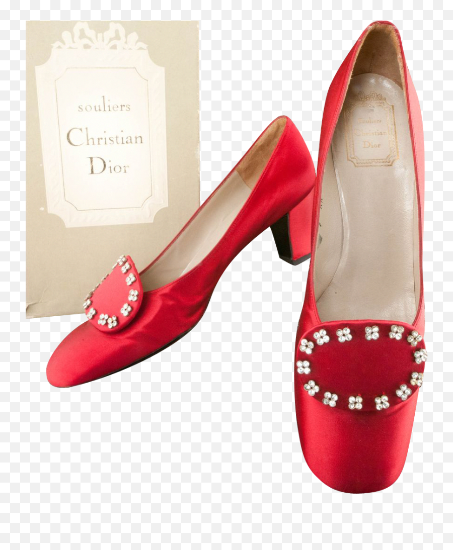 Christian Dior Ca 1958 Red Satin Shoes No 463487 From - Vintage Christian Dior Shoe Logo Emoji,Laura Biagiotti Emotion ??????