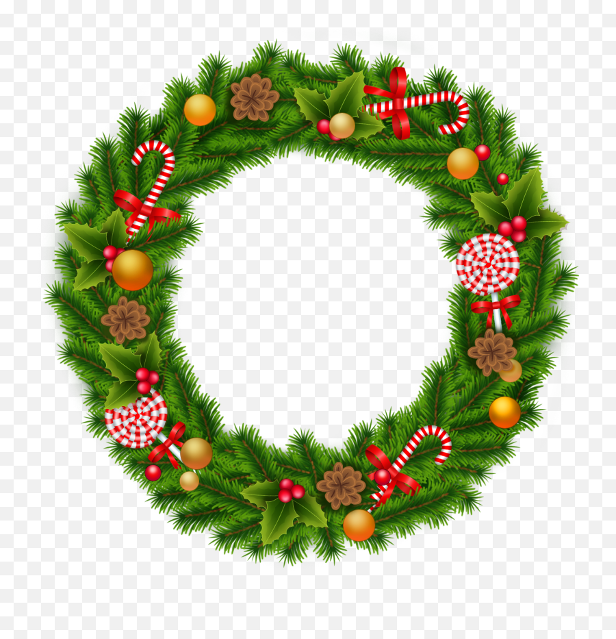 Christmas Wreath With Candy Canes Png - Christmas Wreath Png Emoji,Christmas Reef Emoji