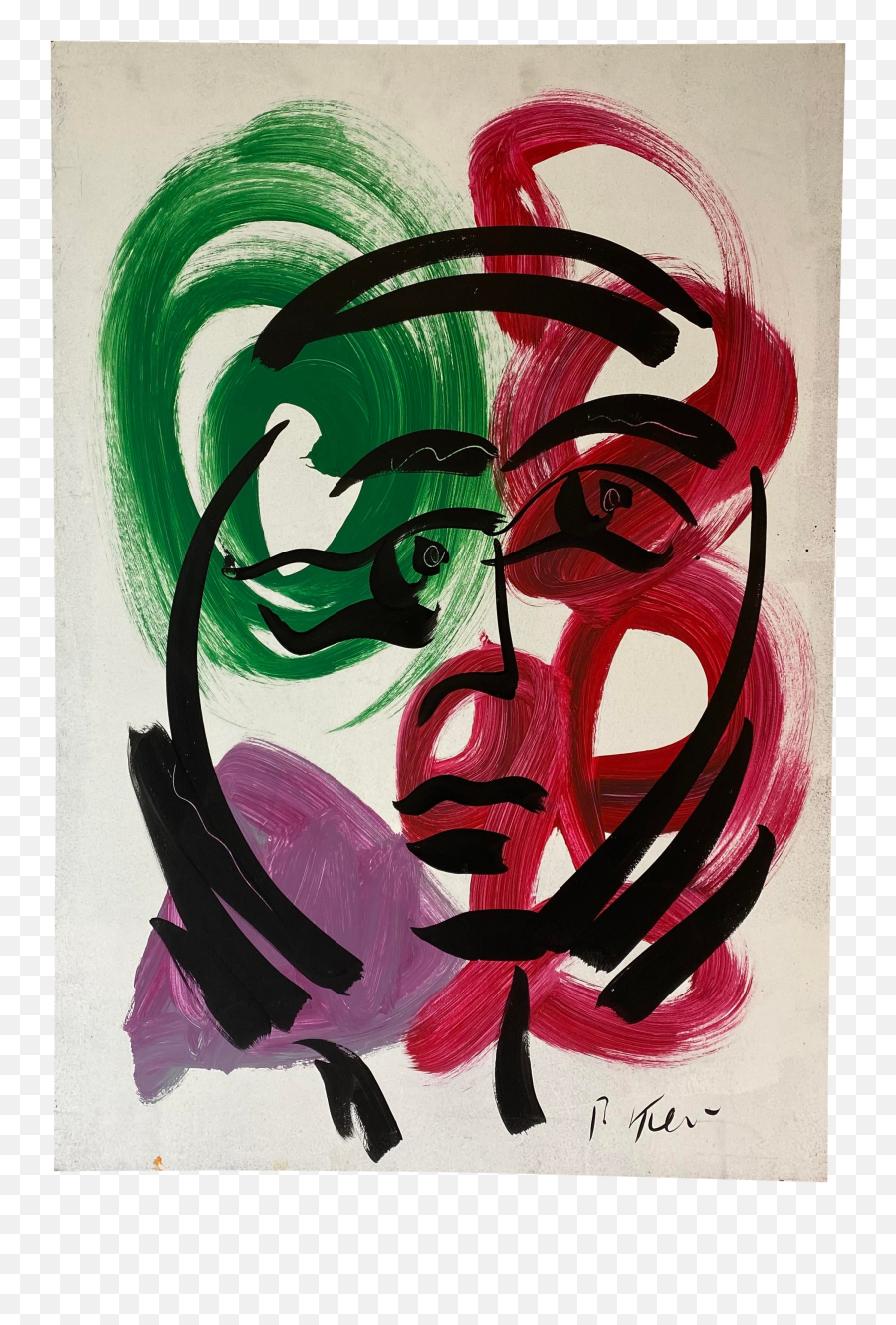 Contemporary Abstract Face Oil Painting - Dot Emoji,Drawing Of Faces Showing Emotions Abstract