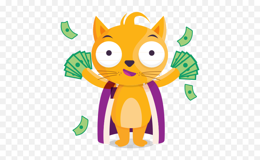 Rich Stickers - Cat With Cash Cartoon Emoji,Cat Emoticons Free Download Pack