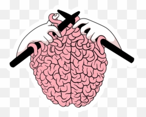 Knitting A Brain Sticker - Knitting Brain Emoji,Brain Emoji