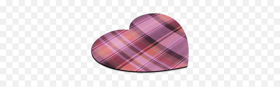 Pink Plaid Heart - Shaped Mousepad Id D168049 Emoji,Pink Heart Emoji Html