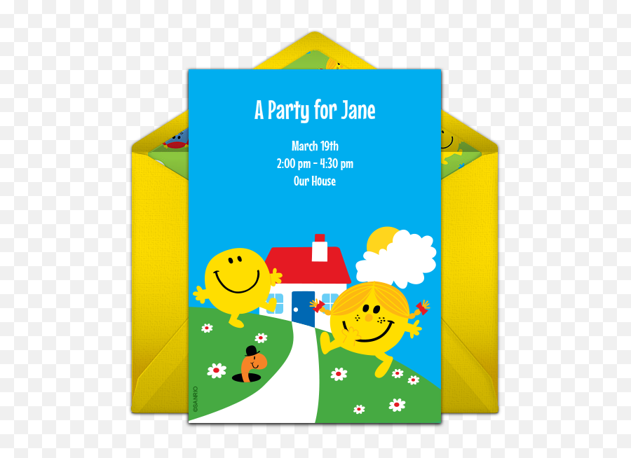 Free Mr Men U0026 Little Miss Friends Invitations Summer - Happy Emoji,Emoji Birthday Party Invitations Printable