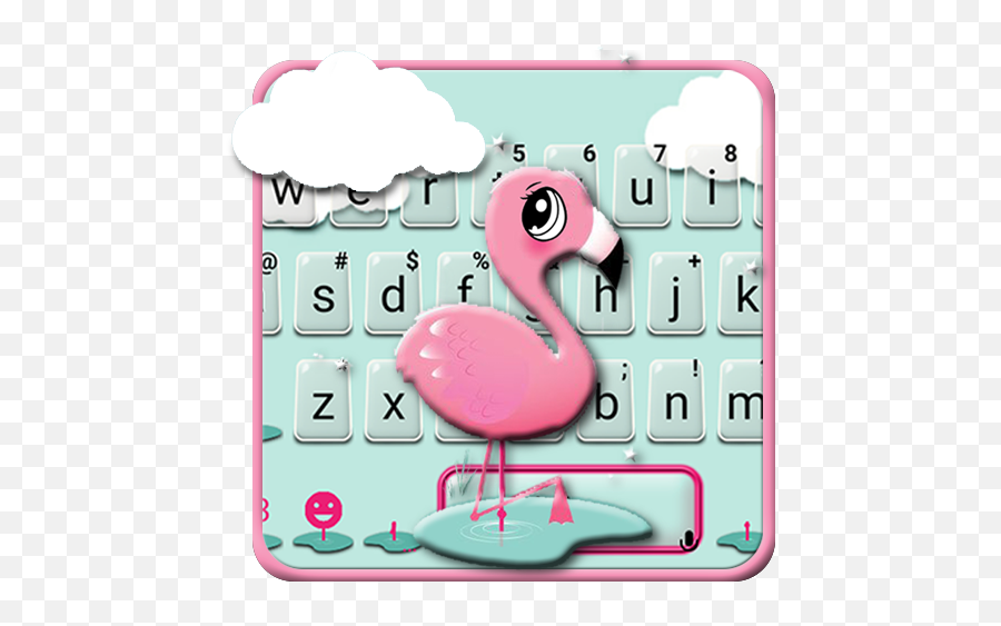 Cartoon Pink Flamingo Keyboard Theme - Girly Emoji,Flamingo Emoji