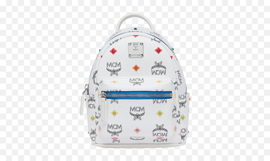 Mcm Stark Bebe Boo Backpack In Skyoptic - Stark Bebe Boo Backpack In Visetos Blue Emoji,Backpacks Bags Crossbody Shoulder W Emojis