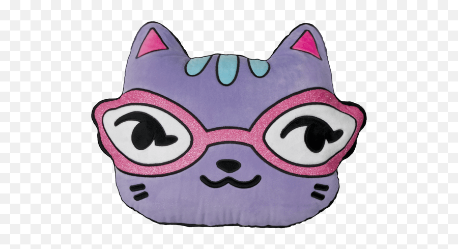 Iscream Emoji Cat With Glitter Glasses Scented Embroidered Pillow - Girly,Emoji Pillow In Stores Kmart