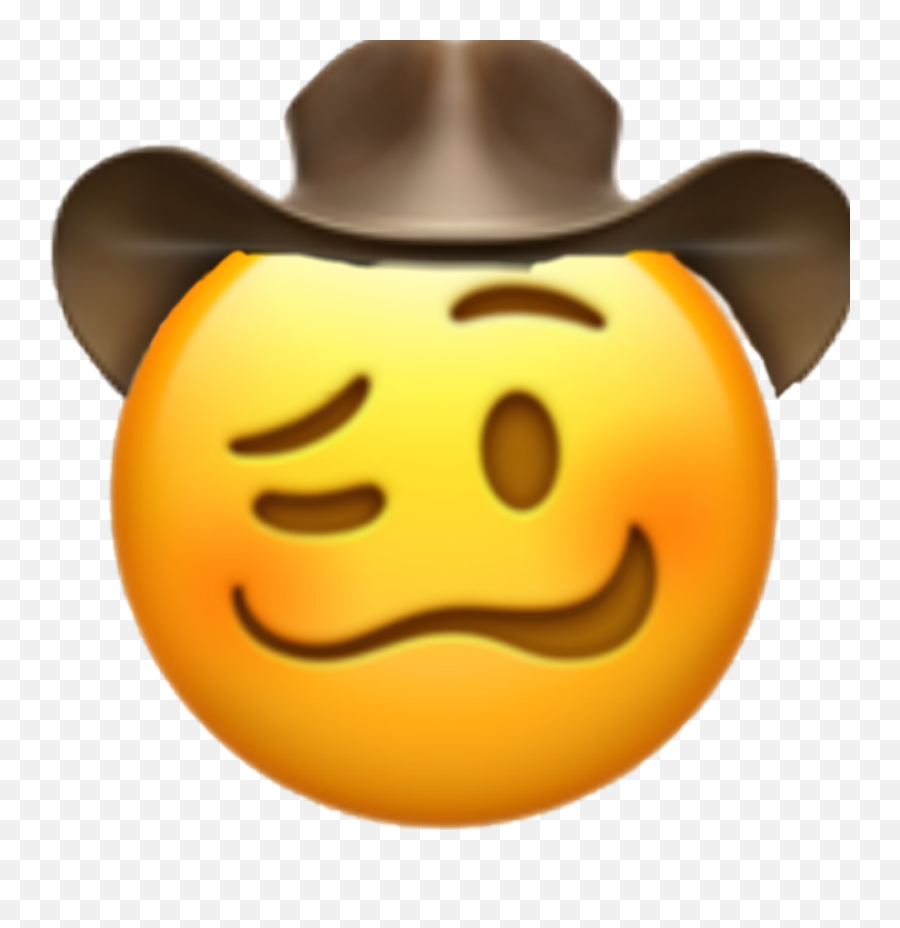 Emoji Yellow Cowboy Sticker - Emoji Combinations Meme,Cowboy Hat Emoji