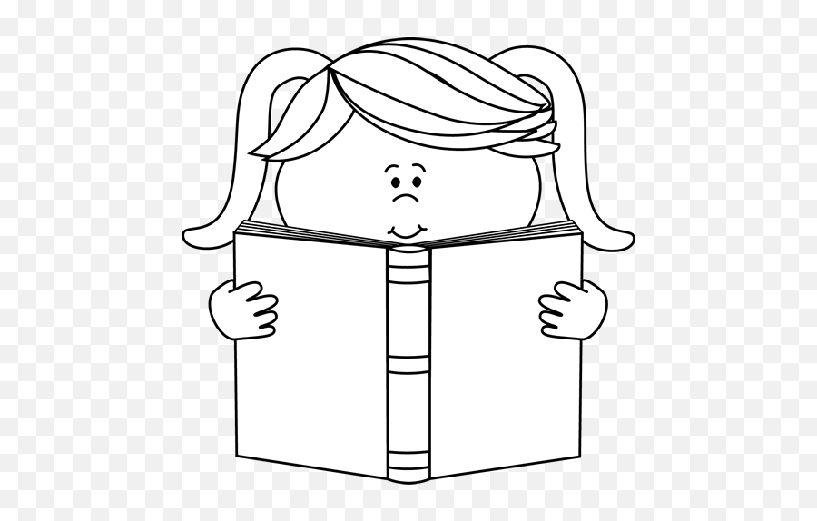 Book Outline Clip Art - Child Reading A Book Clipart Black And White Free Emoji,8o8 Emoticon
