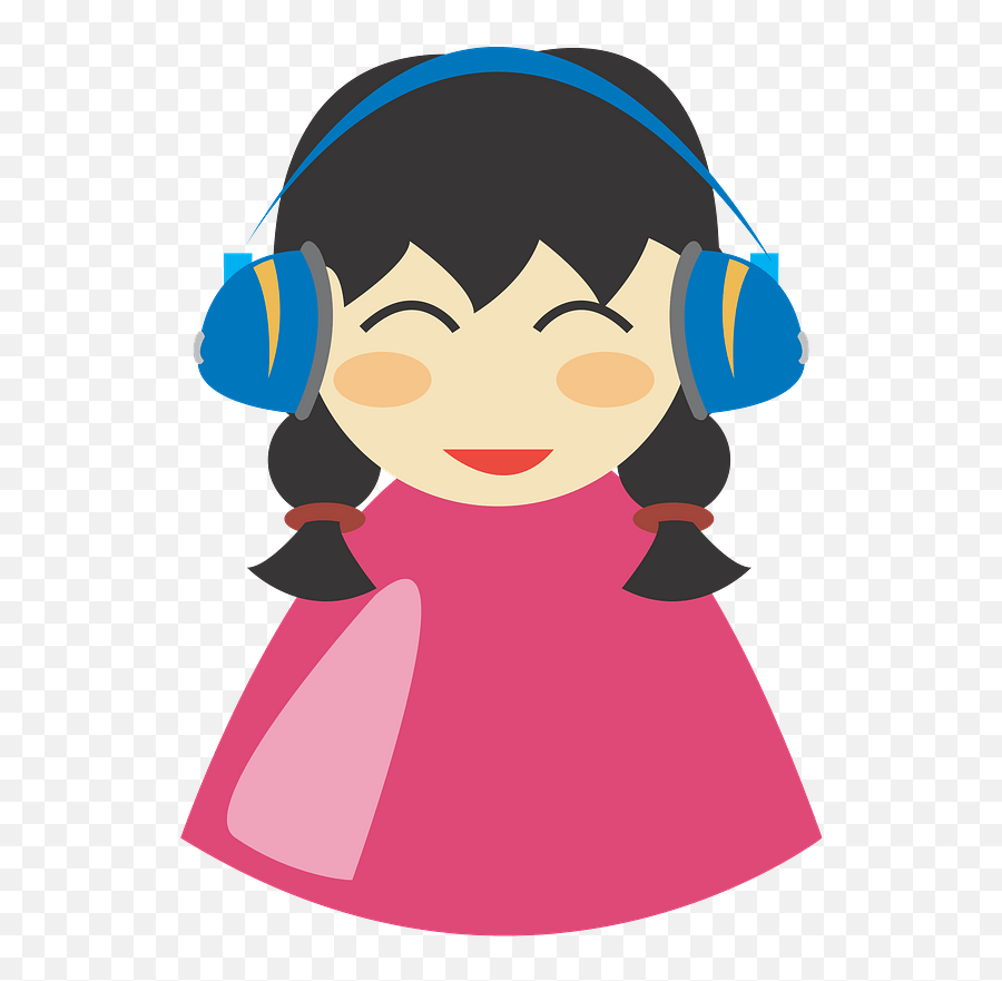 Cute Girl With Headphone Clipart - Headphones On Clipart Emoji,Black Kitty Wearing Headphones Emoticon