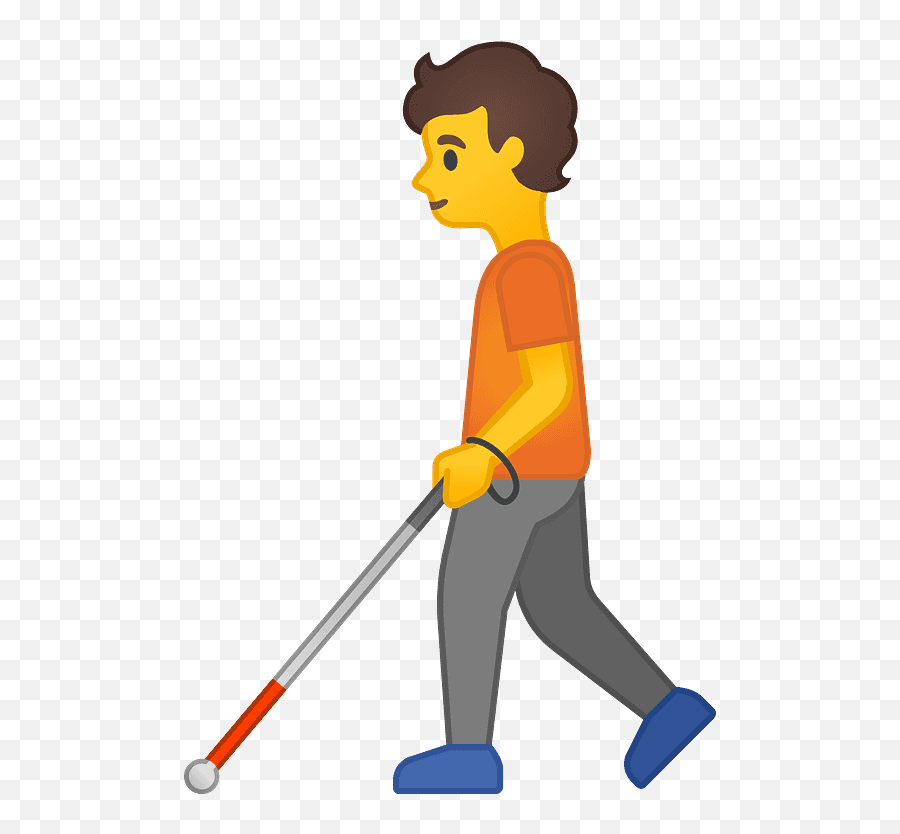 Person With White Cane Emoji Clipart - Blind Person Cartoon Png,Swings Emoji
