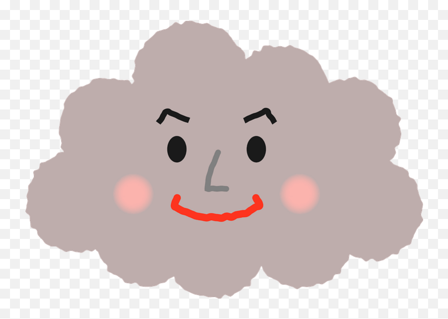 Gray Layered Cloud With A Face Clipart - Happy Emoji,Smiling Emoticon With Rain Cloud