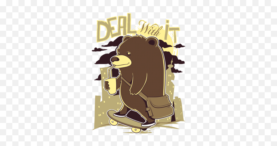 Deal With It Skateboarding Bear T - Shirt Emoji,Facebook Skateboard Emoji