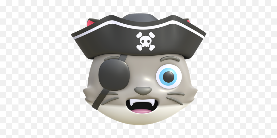 Cat Wearing Pirates Hat 3d Illustrations Designs Images Emoji,Jolly Roger Emoji