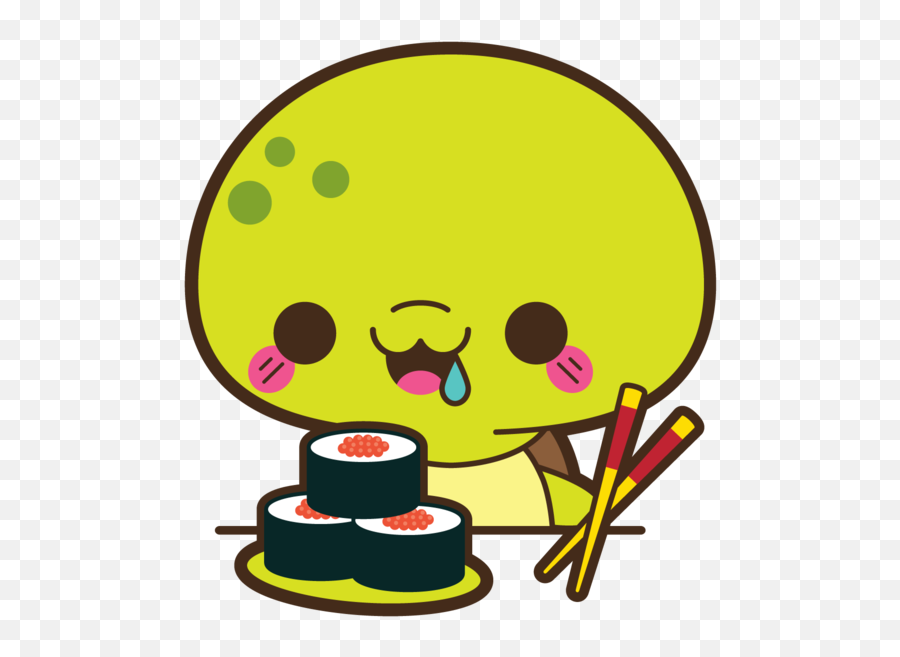 Happy Turtle Loves Sushi Clipart - Dot Emoji,Turtle Emotions