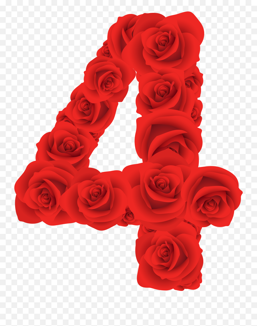 Clipart Flowers Number Clipart Flowers Number Transparent - Number 4 In Rose Emoji,Four Red Rings Emoji