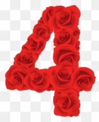 Clipart Flowers Number Clipart Flowers Number Transparent - Number 4 In Rose Emoji,Four Red Rings Emoji