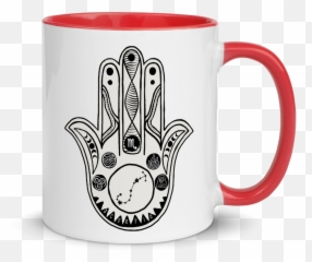 Scorpio Zodiac Sign Hamsa Hand Of Protection Mug With Yellow Black Blue Or Red Inside Emoji,The Zodiac Signs As Symbolism -face -smiley -smileys -smilies -emoji -emojis