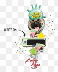 Get Well Soon Pug Bouquet - Balloon Kings Emoji,Pug Emoji To E-mail