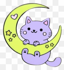Pin Cat Meow Star Moon Cute Sticker By Lemon Tea - Happy Emoji,Cat Crying Heart Emojis