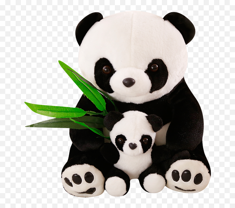 China White Bear Stuffed China White Bear Stuffed - Panda With Bamboo Toy Emoji,Emoticon Soft Toys