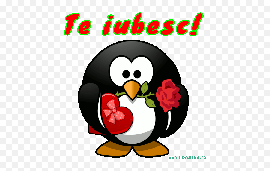 Heart Love You Gif - Valentine Penguin Emoji,My Emotions Gif