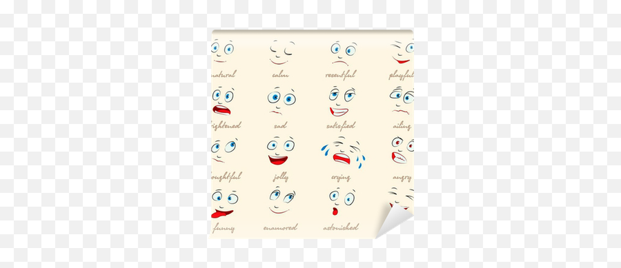 Emotions Cartoon Facial Expressions Set Vector Wall Mural Emoji,Images Of Emotions And Feelings Cartoon