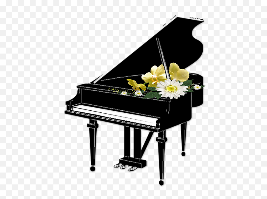 Black Piano With Flowers Transparent - Lettre À Elise Kalimba Emoji,Piank Girl With Super Emotions