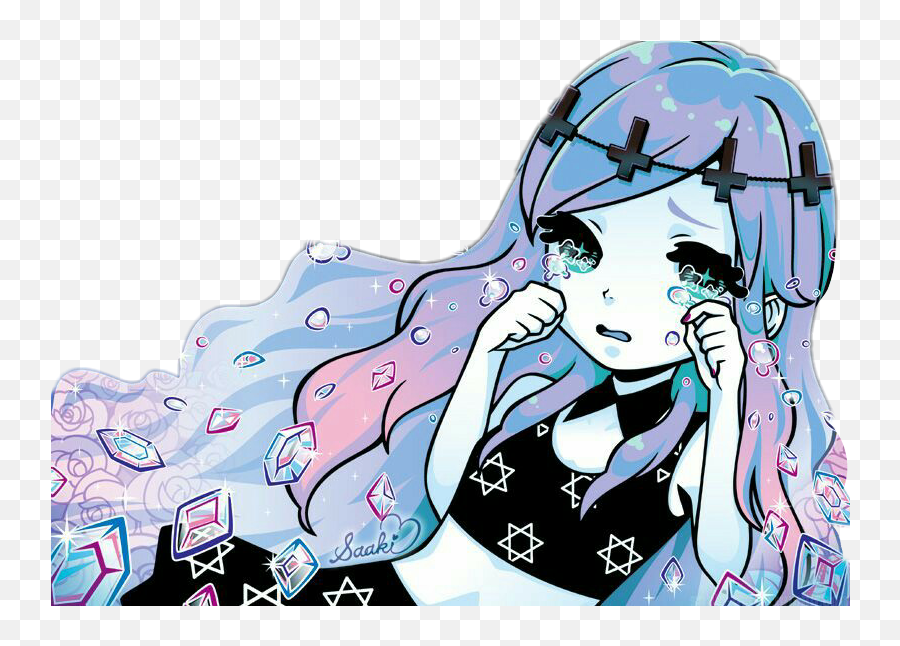 Cute Crybaby Tears Pastel Sticker By Madalinad1212 - Creepy Cute Aesthetic Cute Pastel Art Emoji,Manga Emotions
