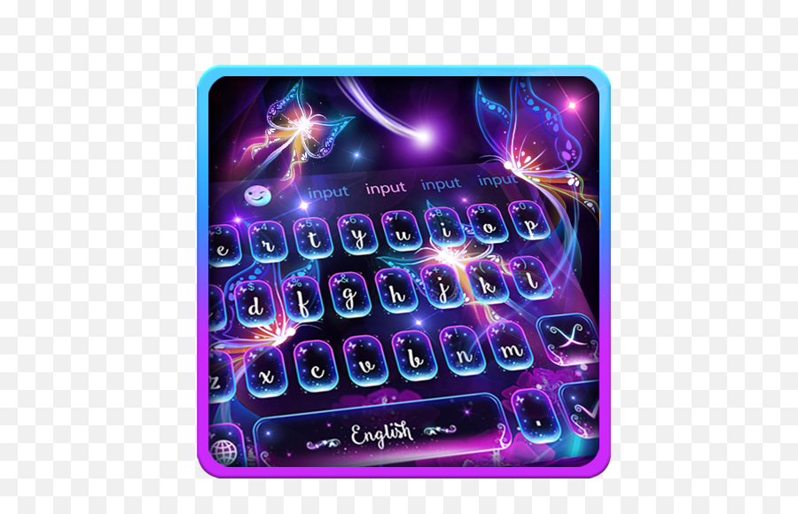 Fluorescent Butterflies Keyboard Theme - Technology Applications Emoji,Emoji Smart Neon Keyboard