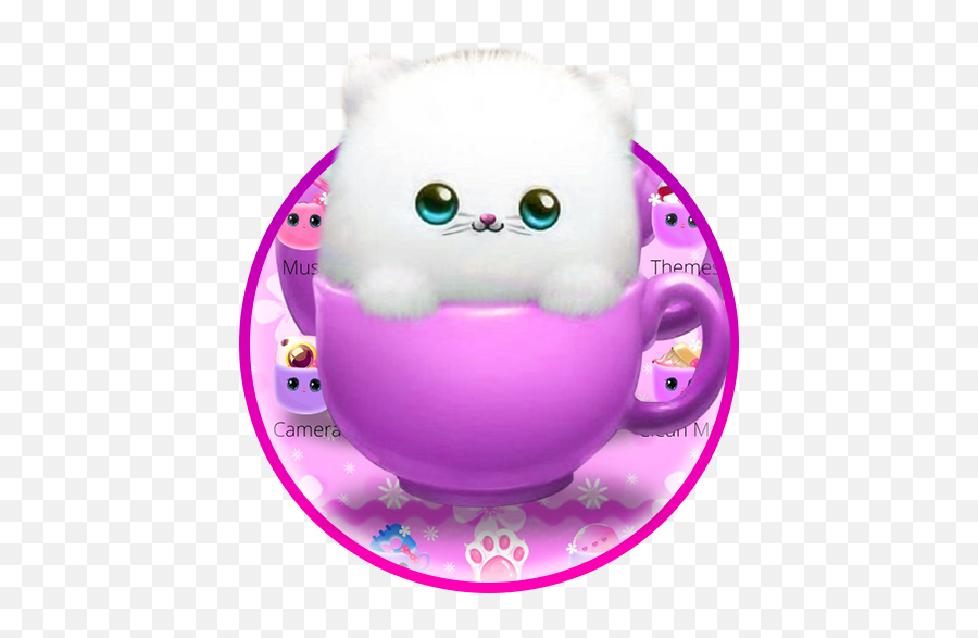 Cute Pink Cup Kitty Theme - Girly Emoji,Free Hang On Kitty Emojis