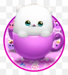 Cute Pink Cup Kitty Theme - Girly Emoji,Free Hang On Kitty Emojis