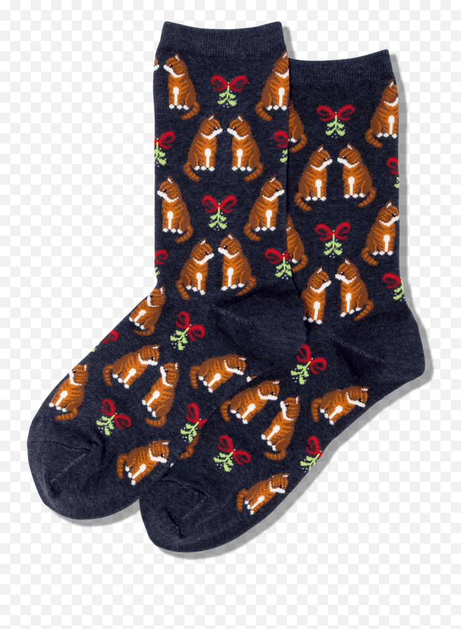 Womenu0027s Mistletoe Cat Crew Socks U2013 Hotsox - Unisex Emoji,How To Do Dansing Snowman Emojis On Computer