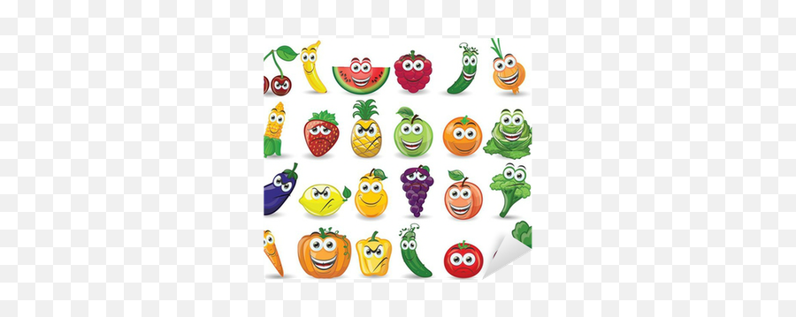 Sticker Fruits Et Légumes De Dessin Animé Avec Une Variété D Emoji,Manger Les Emotions En Anglais