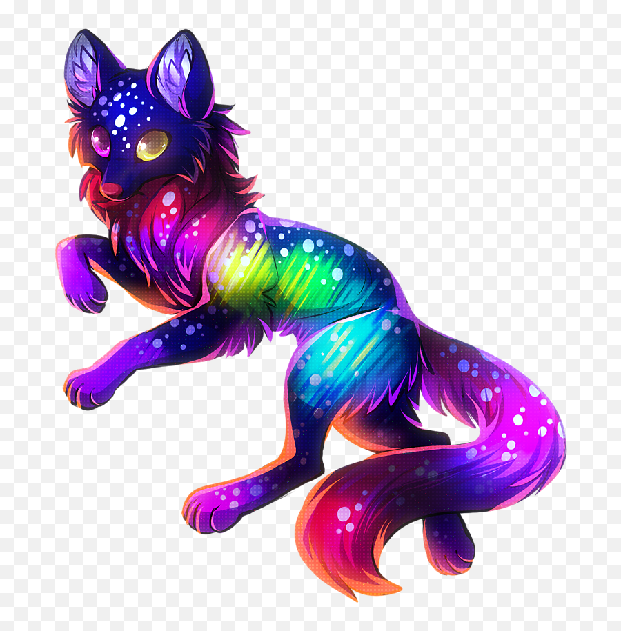 Rainbow Wolf Animal Puppy Sticker - Anime Cute Wolf Fox Emoji,Rainbow Emojis Wolf