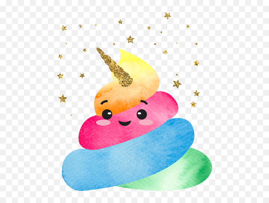 Rainbow Glitter Poop Clipart - Full Size Clipart 2773461 Emoji,Kawaii Emoticon With Glitter