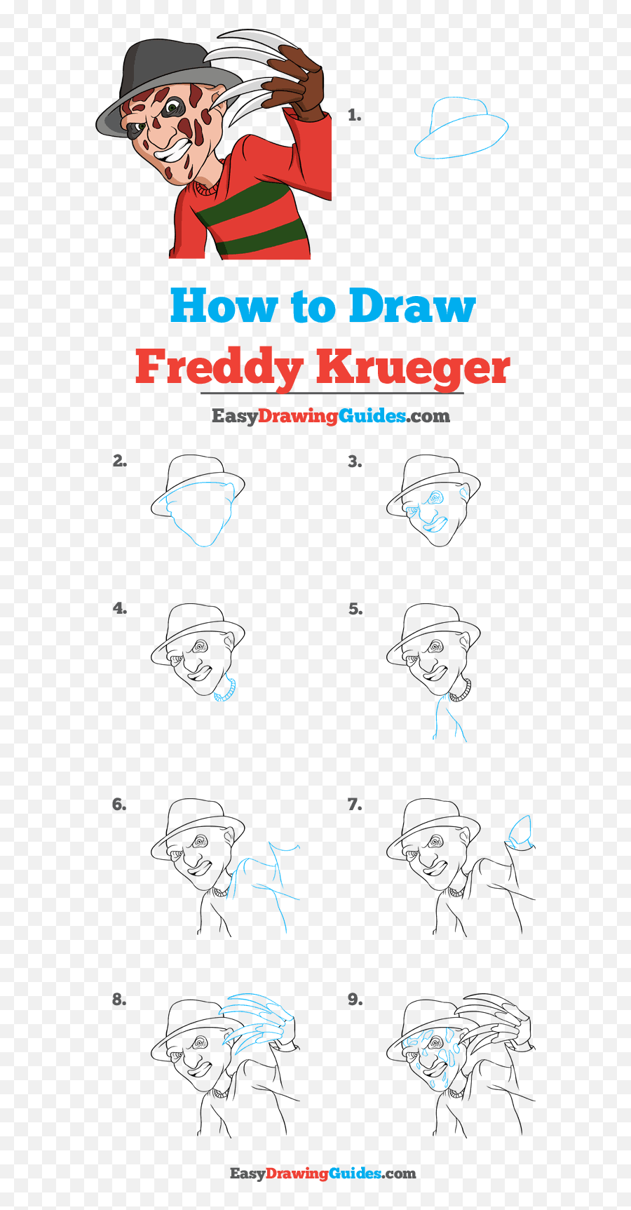 Nightmare - Step By Step Freddy Krueger Drawing Emoji,Freddy Krueger Emoji