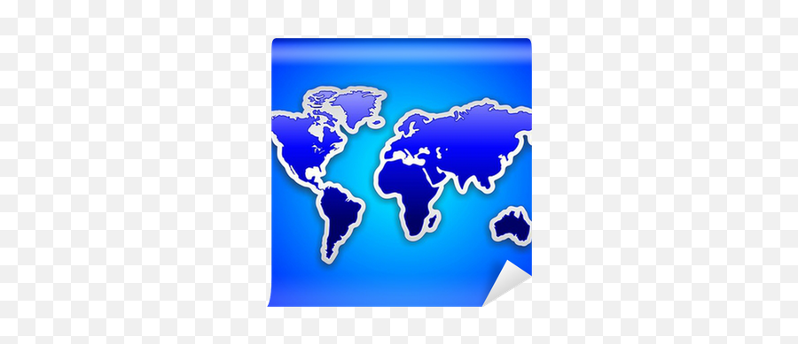 Wall Mural World Map Blue Sticker - Mappa Mondiale Adesivo Blu Emoji,World Globe Emoji