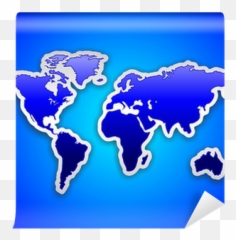 Wall Mural World Map Blue Sticker - Mappa Mondiale Adesivo Blu Emoji,World Globe Emoji