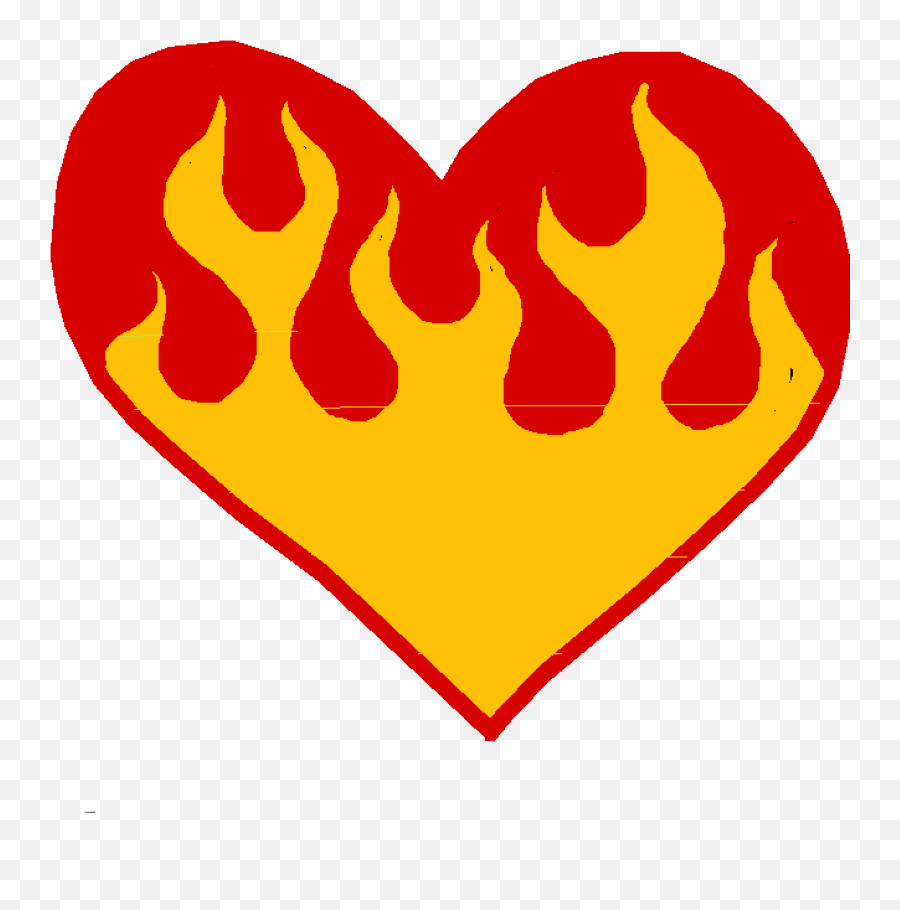 Fire Heart Emoji Transparent Png Png Mart - Heart With Flames Drawings,Fire Emoji
