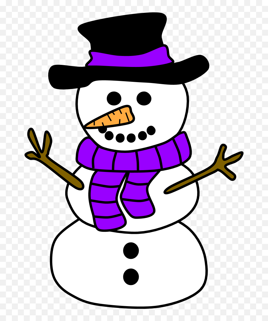 Snowman Hat Scarf Purple - Clipart Snowman Png Snowman With An Orange Scarf Emoji,Iphone Emojis Top Hat