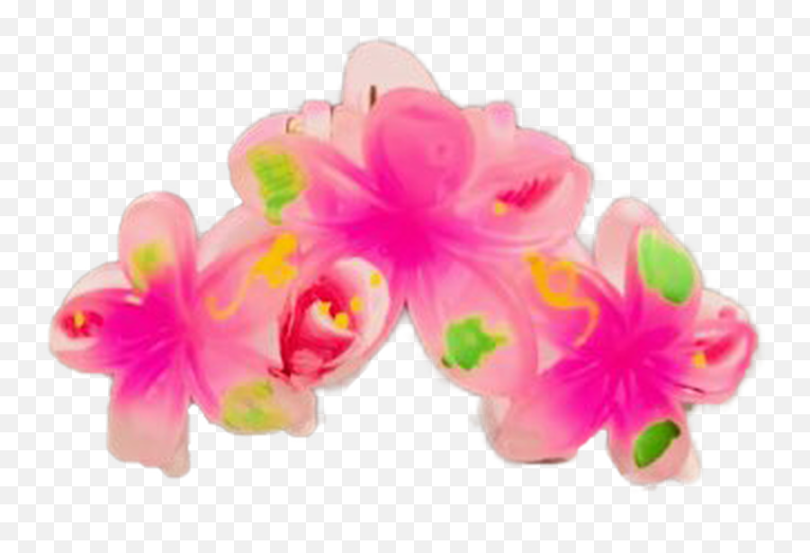 Painted Plumeria Trio Hair Clip By Hawaiian Glamour - Plumeria Flower Claw Clip Emoji,Emoticons With Hula Girls And Leis