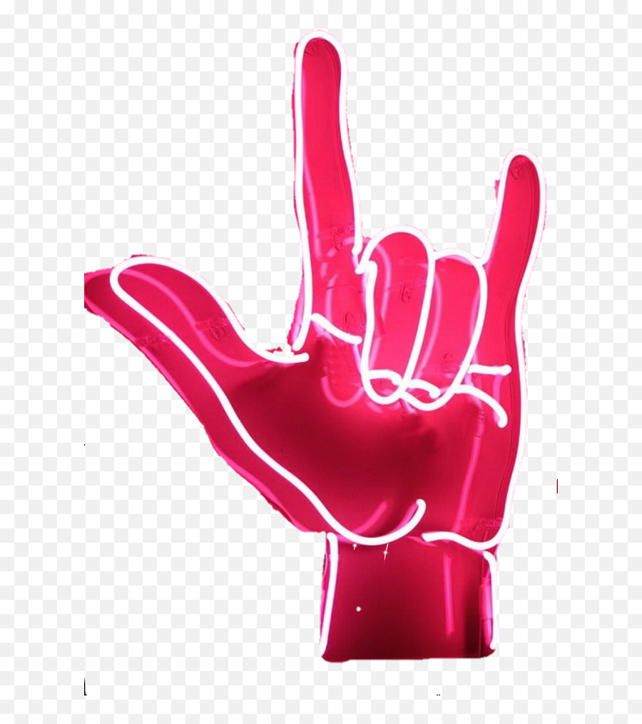 Red Love Grunge Neon Rock Emo Sticker By Diala Sakka - Pink Neon Sign Emoji,Metal Hand Sign Emoji