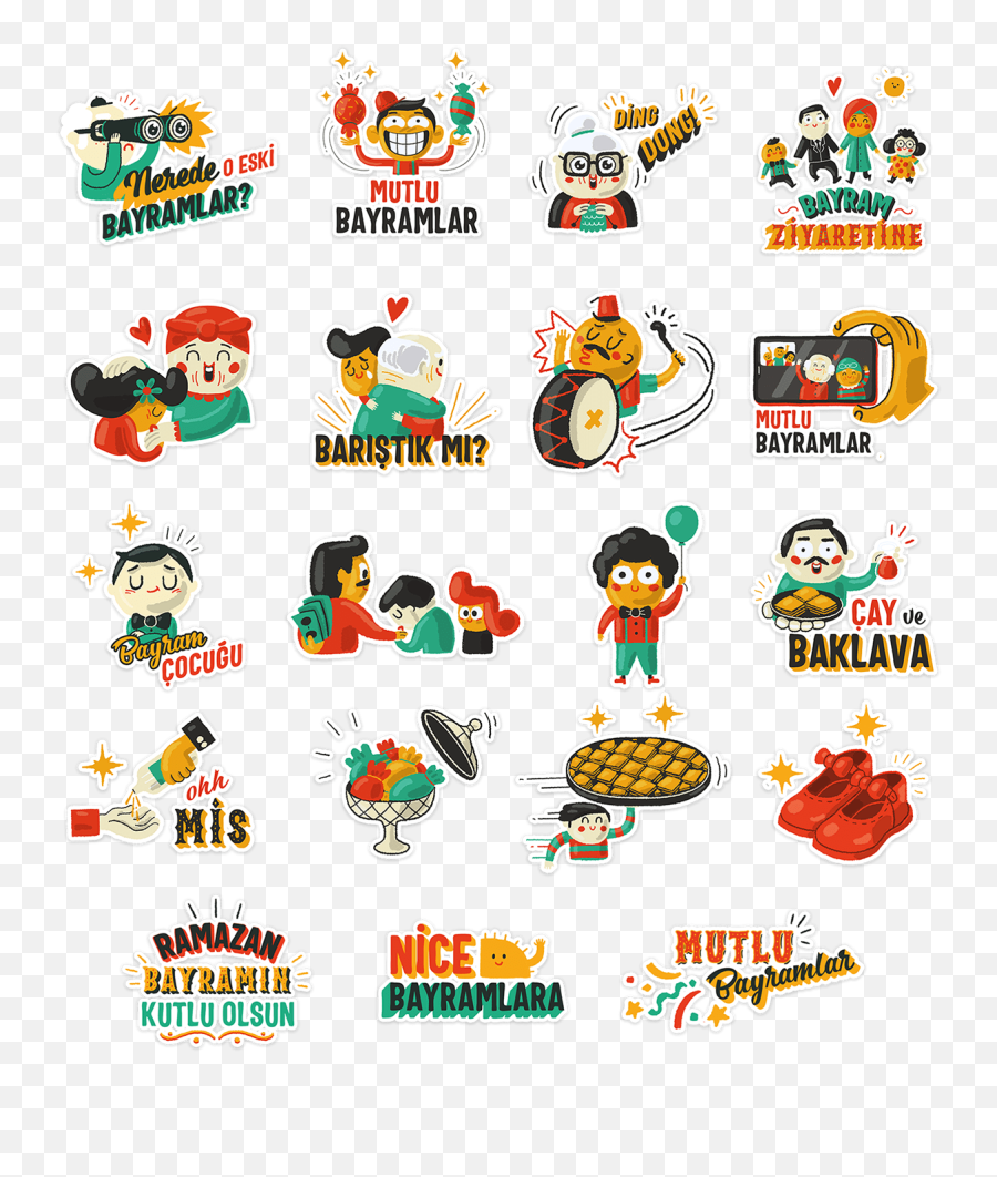 Bip Stickers On Behance - Dot Emoji,Roast Turkey Emoji