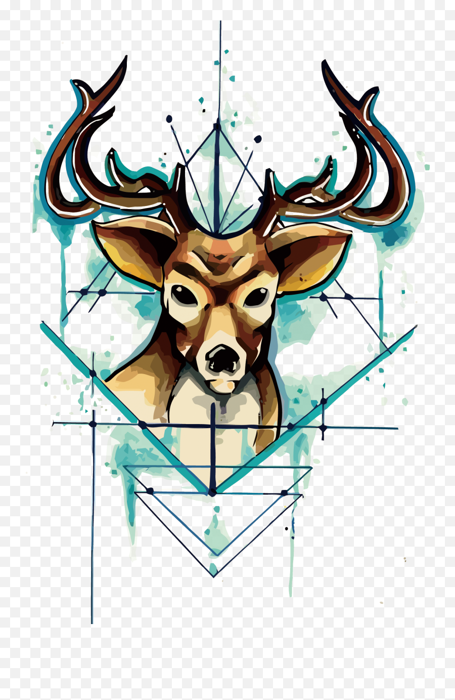 Download Tattoo Head Deer Watercolor - Kepala Rusa Rusa Vektor Emoji,Monster Truck With Horns Emoticon