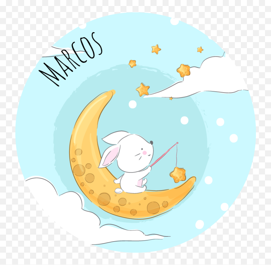Round Moon And Stars Vinyl Carpet - Happy Emoji,Moon Emoji Gifts