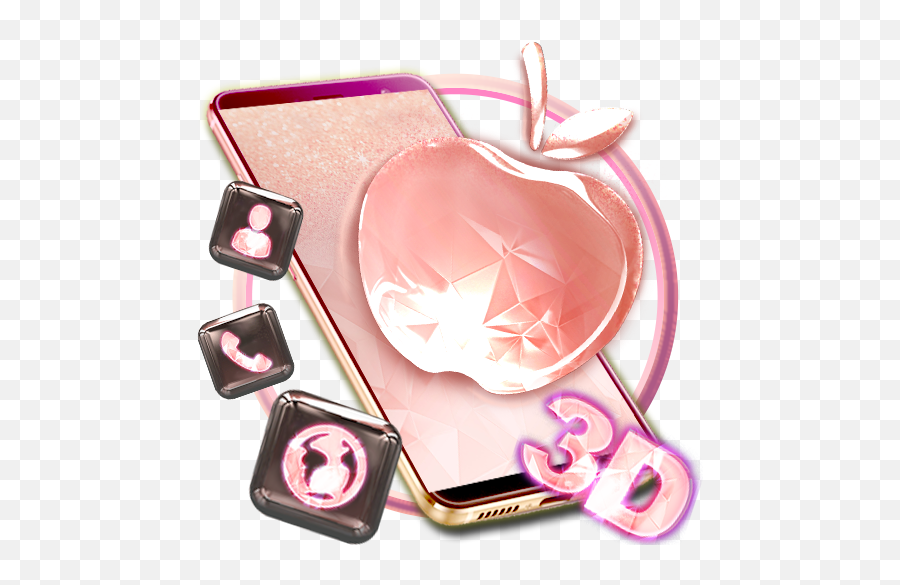 Amazoncom 3d Pink Apple Crystal Theme Appstore For Android - Girly Emoji,Apple Fire Emoji