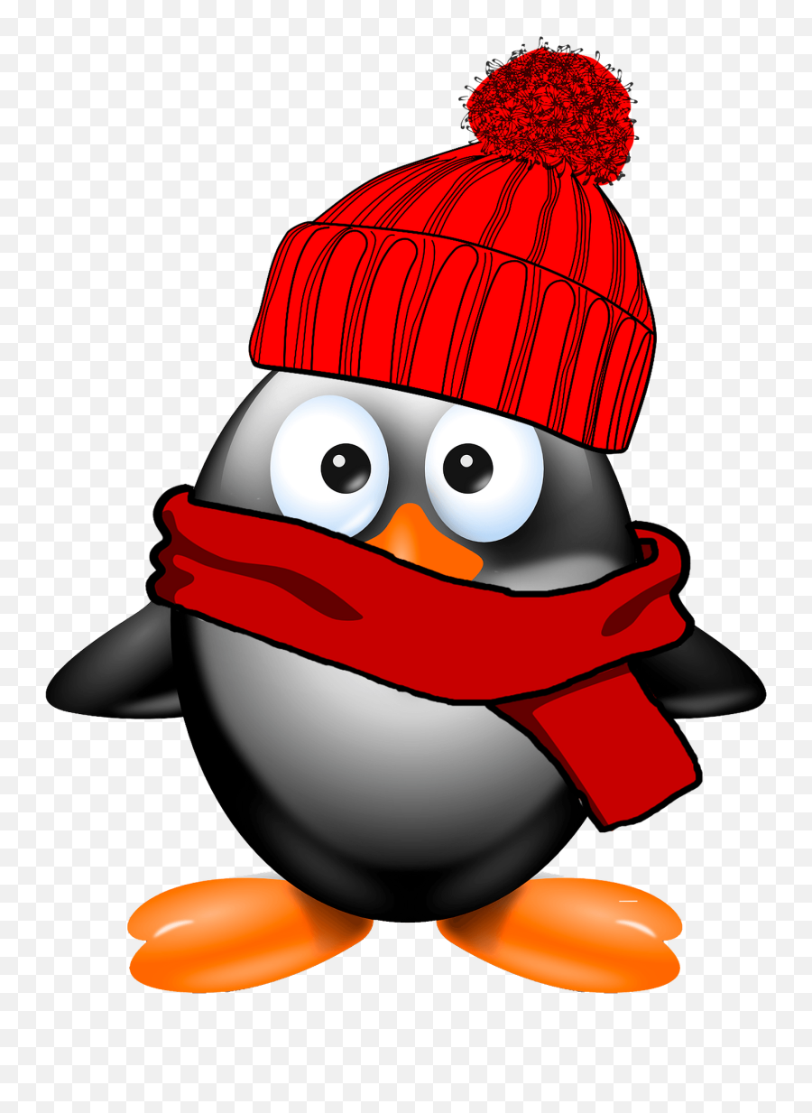 Penguin In Hat And Scarf Clipart - Hat And Scarf Clipart Emoji,Emoji Beanie Hats